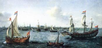 亨德裡尅 科內利斯 維姆 The Harbour in Amsterdam